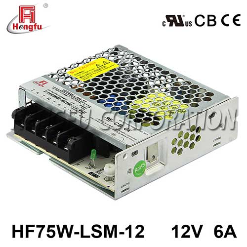 衡孚电源HF75W-LSM-12宽电网直流DC12V6A单路输出超薄型开关电源