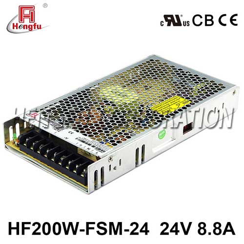 衡孚HF200W-FSM-24新品110V/220VAC转DC24V8.8A单路超薄开关电源