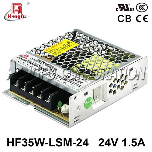 衡孚电源HF35W-LSM-24宽电网直流DC24V1.5A单路输出超薄开关电源
